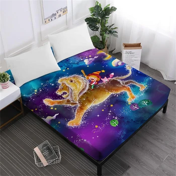 

Kids Cartoon Bed Sheet Dreamlike Twelve Constellations Fitted Sheet Colorful Galaxy Sheet Deep Pocket Bedding Home Decor