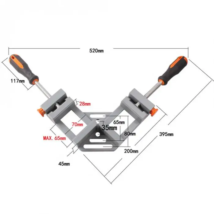 Двойная Ручка 90 градусов угол зажим деревообрабатывающий каркас транспортиры алюминиевый сплав инструмент- M25