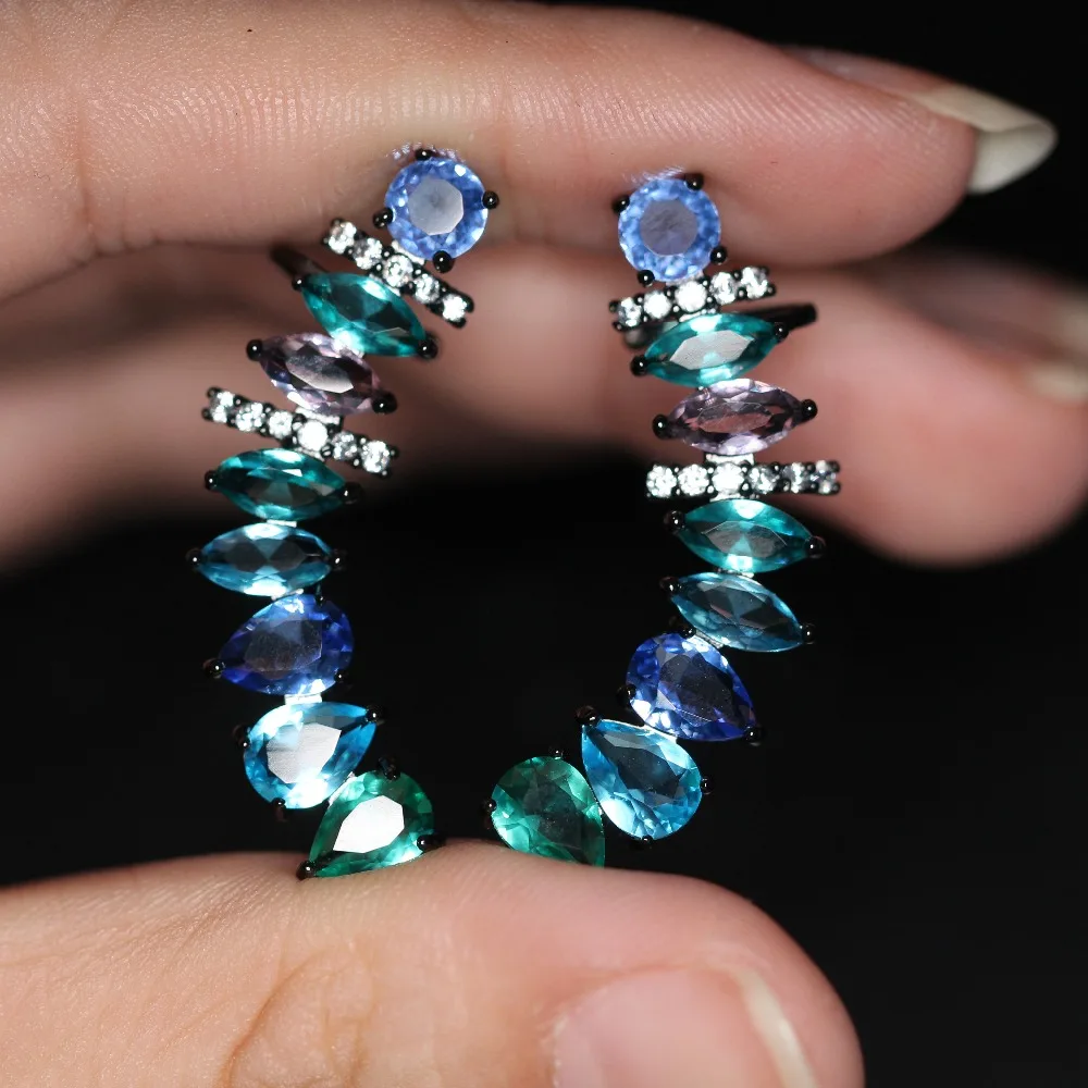 

Crystal Multi Color Stud Earrings Cubic Zirconias Ear Cuff Ear Clip for Lady Jewelry Accessories Jewelry for women EFX002422