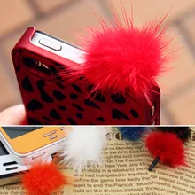 Горячие 3,5 мм разъем для наушников Прекрасный мех кролика мяч наушников Ear Кепки Анти Dust Разъем чехол для смартфона