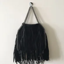 Factory sale BEST 25CM Tassel Shaggy Deer Pvc suede Crossbody disc pendant luxury Chain bag