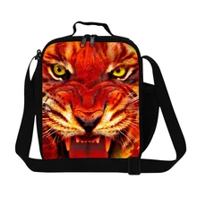 3D животные печати сумки для обедов для детей голова тигра теплоизолированные сумки-холодильники Детская сумка для пикника на плечо для ланч-боксов коробка для школы