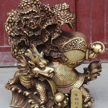 1" Китайский Бронзовый Животных Дракон черепаха Черепаха Мяч Baicai Капуста Скульптура