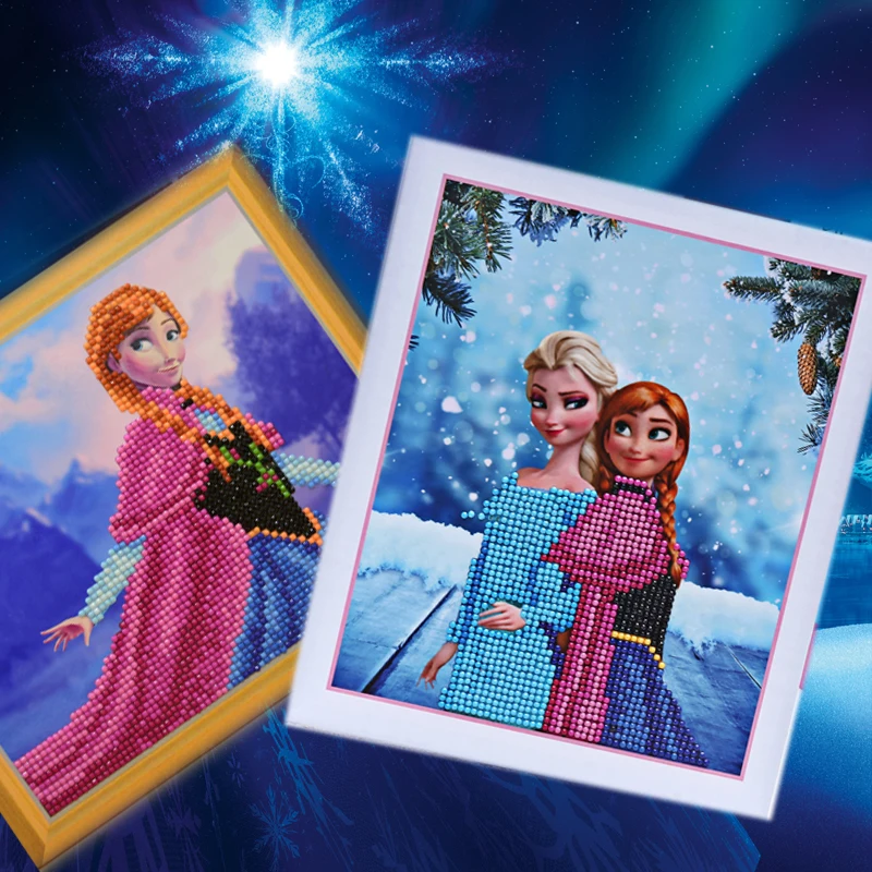

5D With frame diamond painting Cartoon Frozen Anna Elsa princess Rhinestone painting crystal Children's kits diamond embroidery