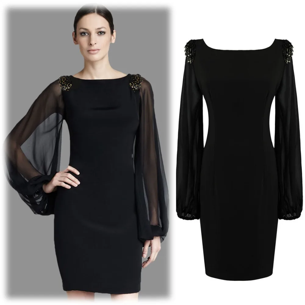 2015 New Fashion Summer Mesh Black Chiffon Long La...