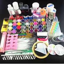 Pro Nail art 122 ШТ. Акриловая Пудра с Блестками УФ-Гель Очищающее Грунтовка Ногтей Кисть расставить Набор