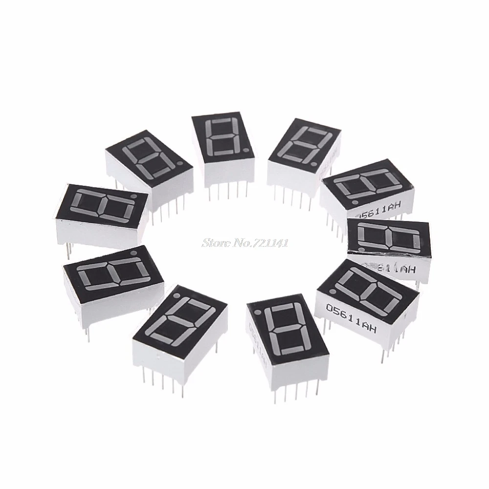 10x 0.56 Inch 7 Segment Red LED Digital Tube Display 1 Digit Common Anode 10pin 