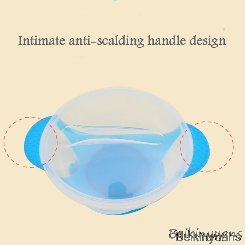 Детская посуда для малышей, миска на присоске, Индукционная ложка для кормления, безопасная миска, набор столовых приборов