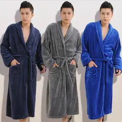 Зима осень толщиной фланель женщин людей банные халаты джентельмен домашняя одежда мужской пижамы залы ожидания пижамы