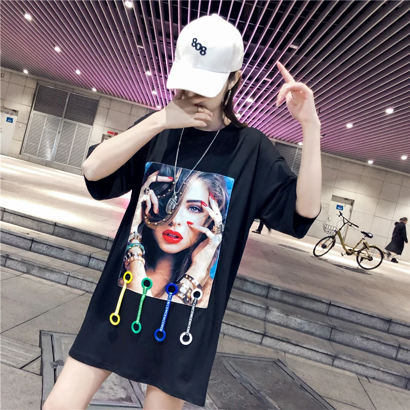 Ulzzang Kpop хип-хоп изображение персонажа печати Футболка женская летняя одежда корейская уличная свободная футболка с коротким рукавом