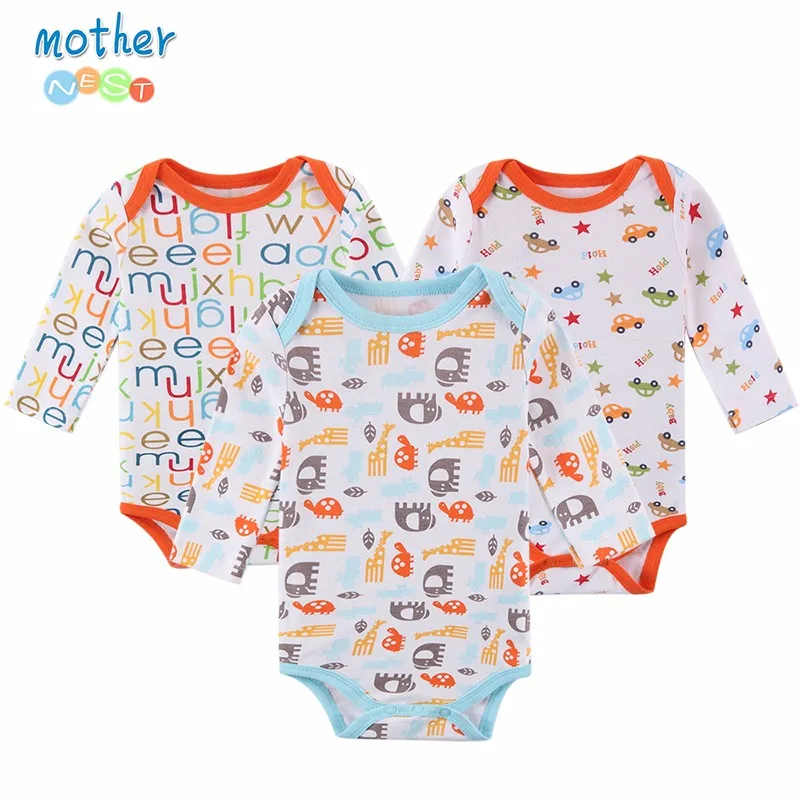 Mother Nest 3PcsLot Baby Rompers Long Sleeve 100% Cotton Baby Clothes Babies Jumpsuits Clothing Sets Comfortable Baby Rompers