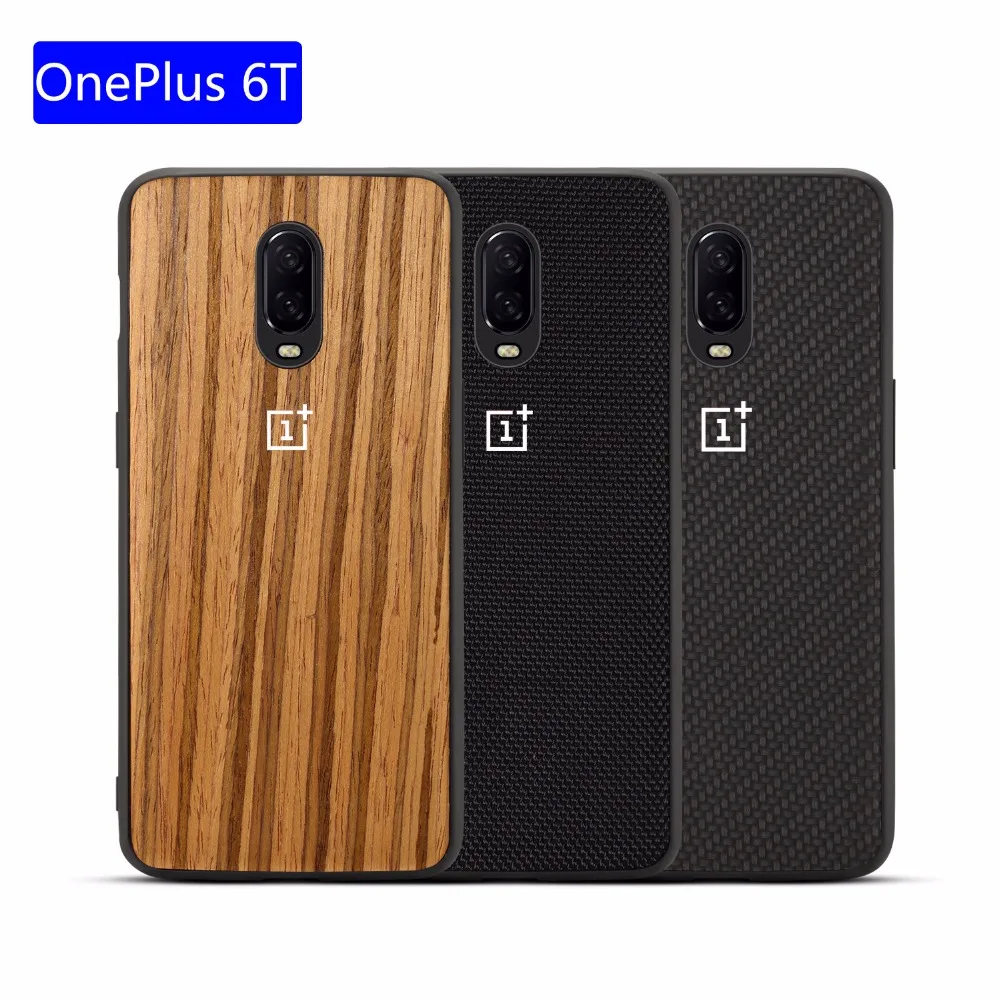 

FANTEMO For OnePlus 6 6T 5 5t Anti-knock Phone Case TPU Leather Ultra-thin Phone Full Cover Wood/Carbon Fiber Texture