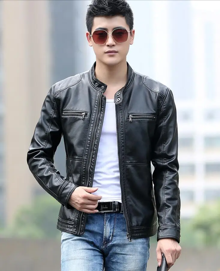 Height quality Men Brand clothing plus size 6XL Korean short leather ...