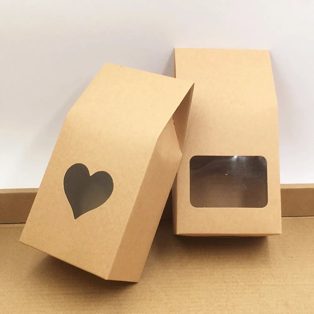 Us 14 24 25 Off 50pcs Kraft Paper Party Wedding Gift Bags Cake Chocolates Candy Ng Stand Up Food Clear Pvc Window Seal Bo 8 16 5cm In