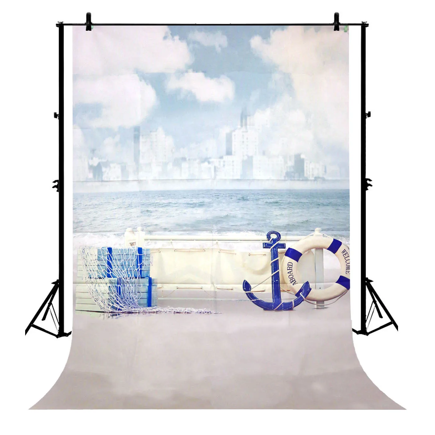 

5x7ft Nautical Anchor Sailor Lifebuoy Life Ring Paddle Polyester Photo Background Portrait Backdrop