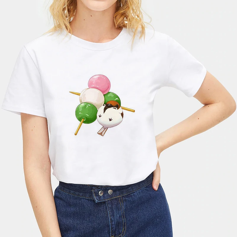 

Lychee Streetwear White Summer Tops for Women Casual Food Print Women T Shirts Top Short Sleeve Crew Neck Loose Lady Clothing