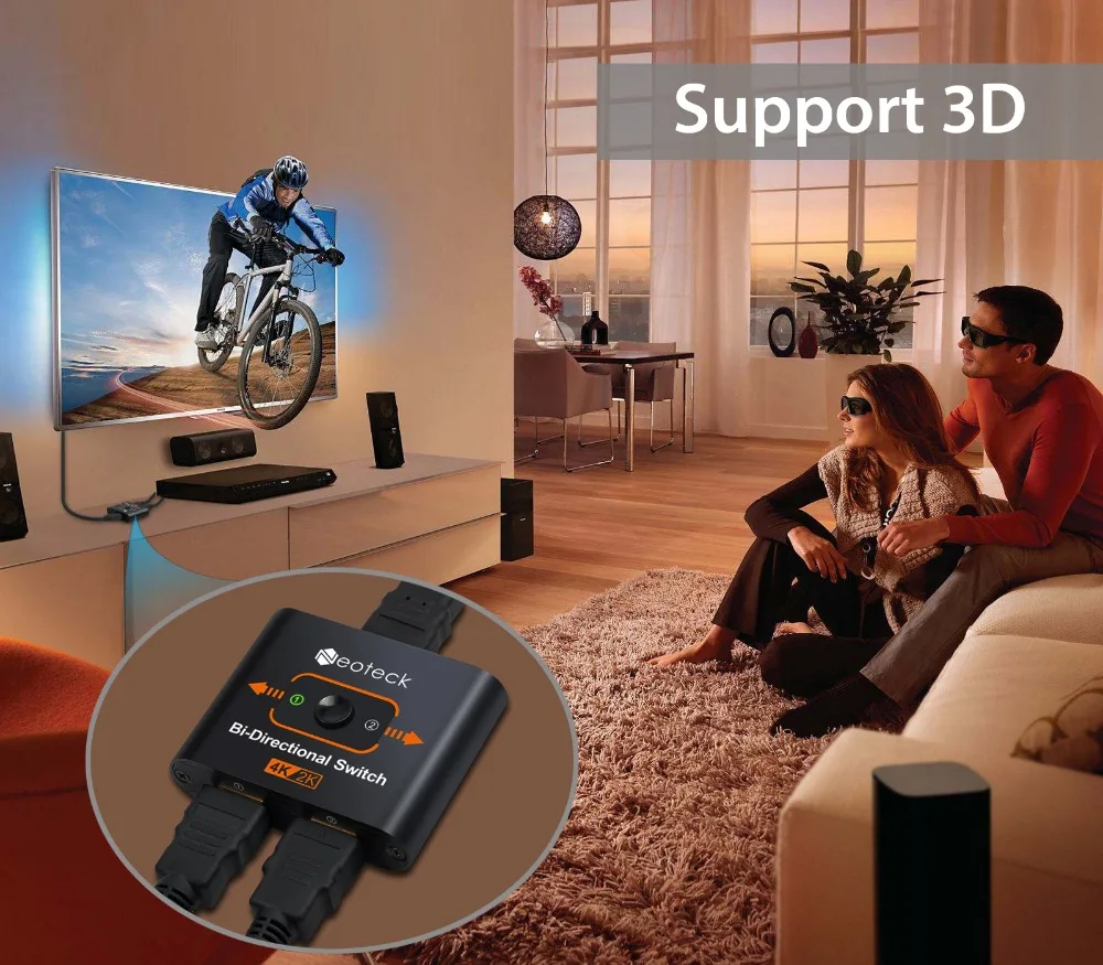 4K двунаправленный HDMI переключатель Поддержка 3D 2 в 1 выход с USB кабель питания более стабильный Переключатель HDMI 2 порта HDMI коммутатор