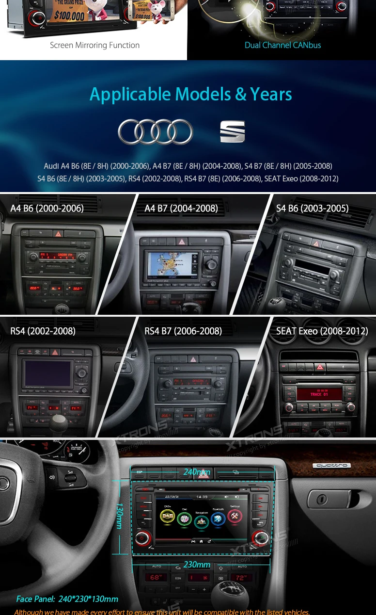 Sale 7" Special Car DVD for Audi A4 2000-2008 & Audi S4 2003-2008 & Audi RS4 2002-2008 with Built-in Vehicle Standard DAB+ Module 1