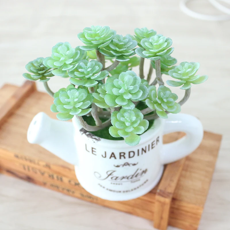 artificial plastic flowers with Ceramics vase cute artificial flower set home decoration for wedding flowers decoration (41)