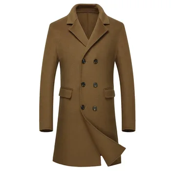 

plus size 100% Woolen coat men's autumn-winter business Casual Double-breasted long Trench coat jacket Double-sided wool coat