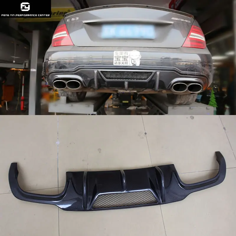 

W204 C180 C200 C63 AMG V style Carbon Fiber rear bumper diffuser lip for Mercedes benz W204 C260 C300 C63 11-14