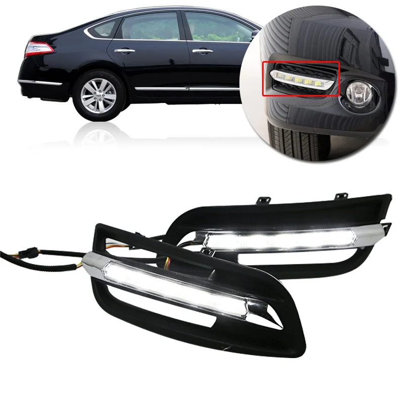 CAPQX автомобильный мигающий DRL(4 стиля на ваш выбор) для Nissan Teana Altima 2010 2011 2012 передний светодиодный светильник для бега дальнего света