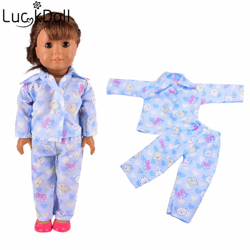 LUCKDOLL много стилей пижамы подходят 18 дюймов Американский 43 см Кукла одежда аксессуары, игрушки для девочек, поколение, подарок на день рождения