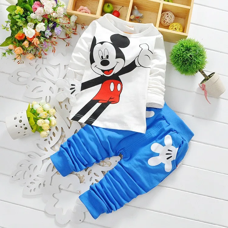 

Fashion baby Cartoon clothing Suits Girls boys cartoon clothes baby  cotton shirts+pants 2pcs Children Clothing Set