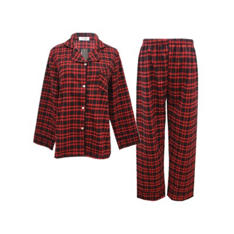 Scottish checkered couple pajamas men cotton long-sleeved autumn and winter simple casual home service suit