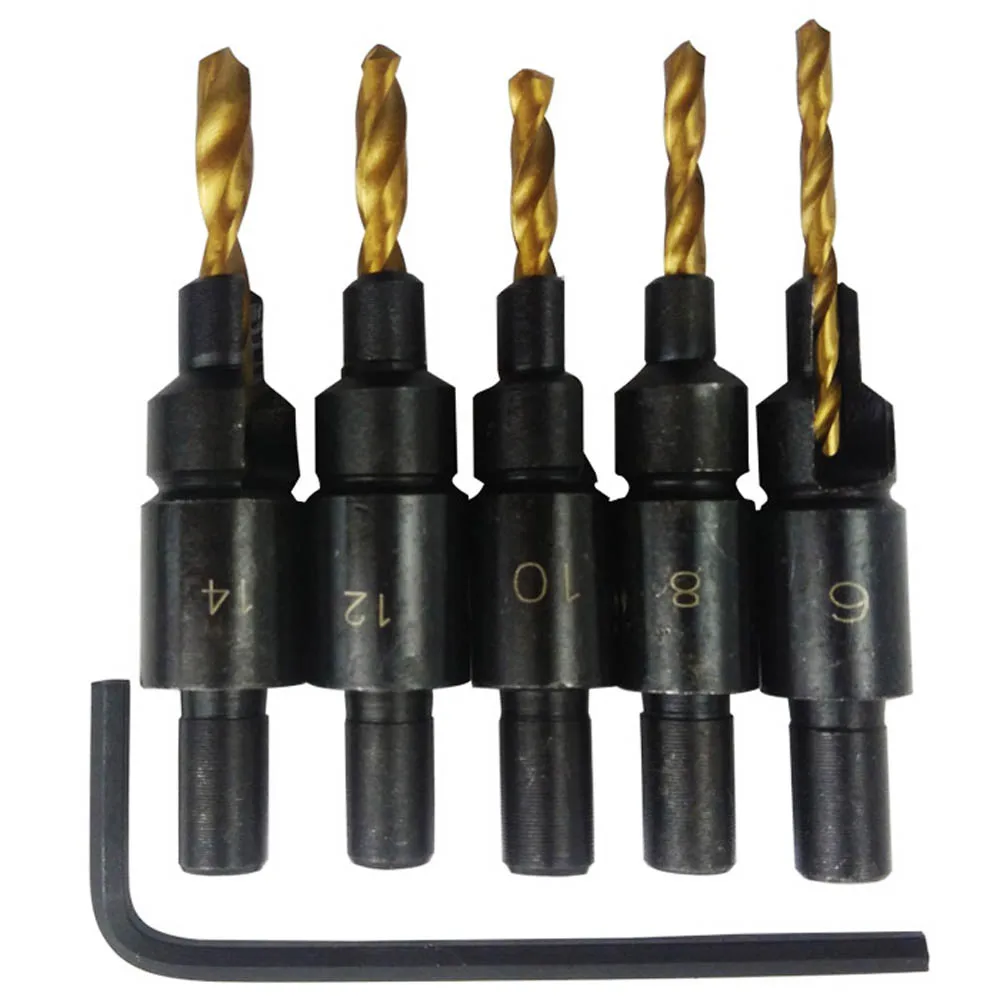 1/5pcs COUNTERSINK AND SCREW SET PILOT DRILL BITS COUNTER SINK SCREW SINK NEW