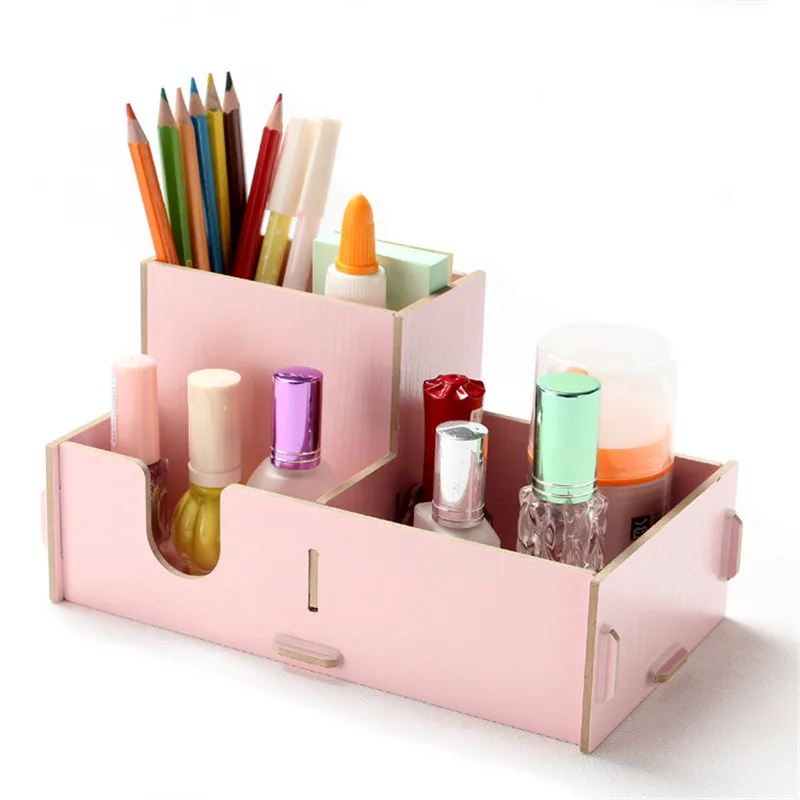 DIY Wooden Cosmetic Desktop Pen/Pencil Storage Box Sundries Jewelry Stationery Shelf Boxes For Halloween Gift | Дом и сад