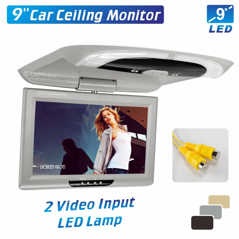 

New! 9 inches Car Roof Mounted Monitor Flip Down Monitor LED Screen gray color video input 800*480 SH981