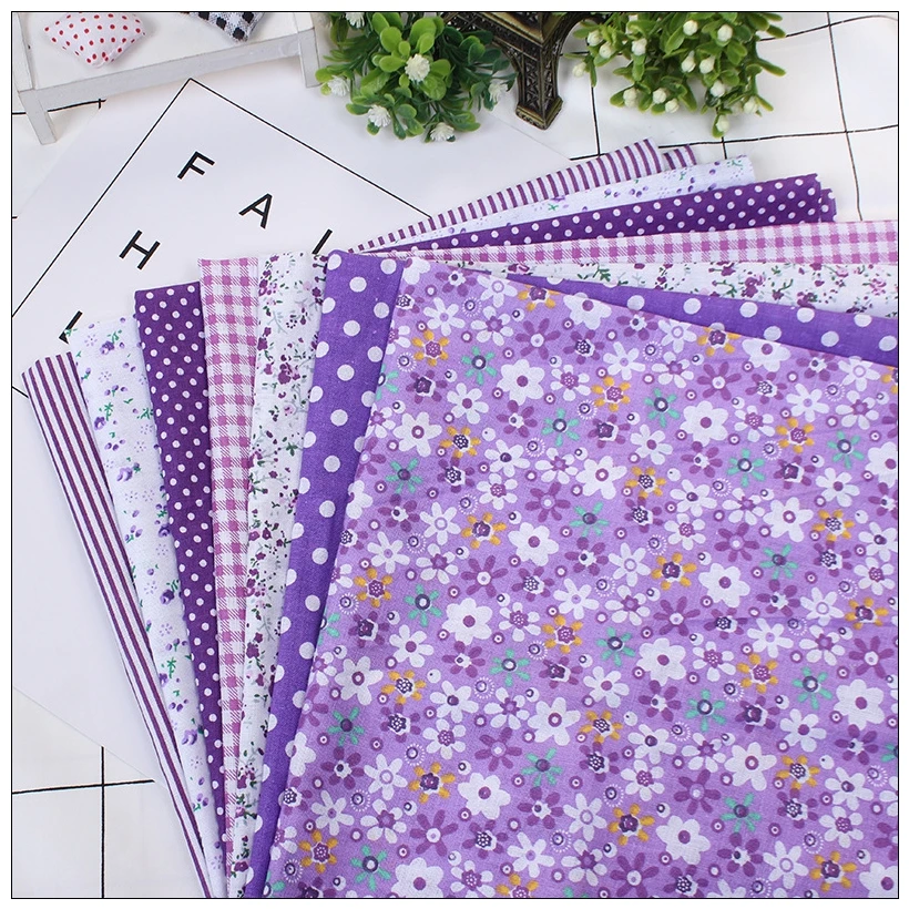 

7Pcs/Lot,100% Cotton Plain Purple style Style Printed Quilted Fabrics Set,Textile Patchwork,Fabric for Sewing,Tissue,Cloth,