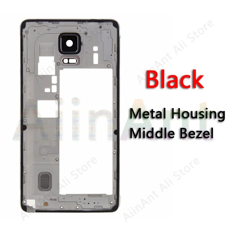 Black Bezel Для samsung Galaxy Note 4 N910 N910F N910C ЖК-держатель металлическая пластина Средняя рамка Передняя рамка корпус камера кольцо Стекло - Цвет: Black Bezel