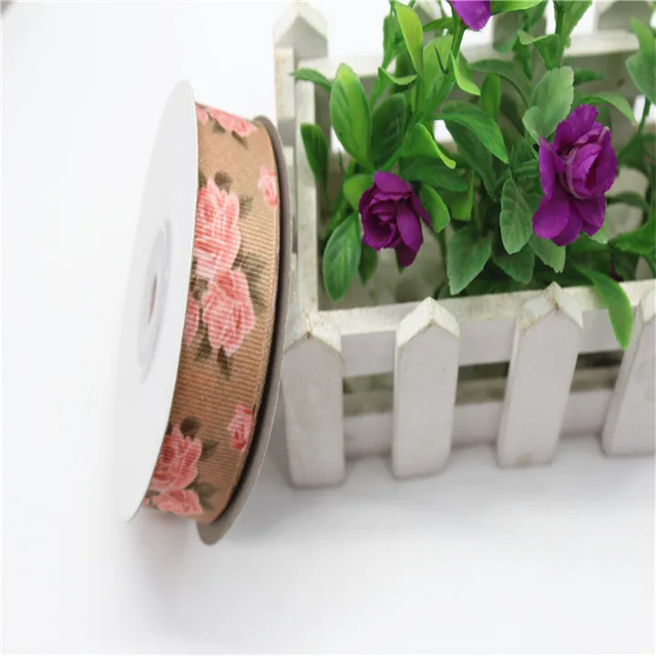 6  2.5cm x25Yard Ribbon Thermal Transfer Toral Printing Ribbons Handmade Diy Satin Ribbon Hair Accessories Gift Box Packaging