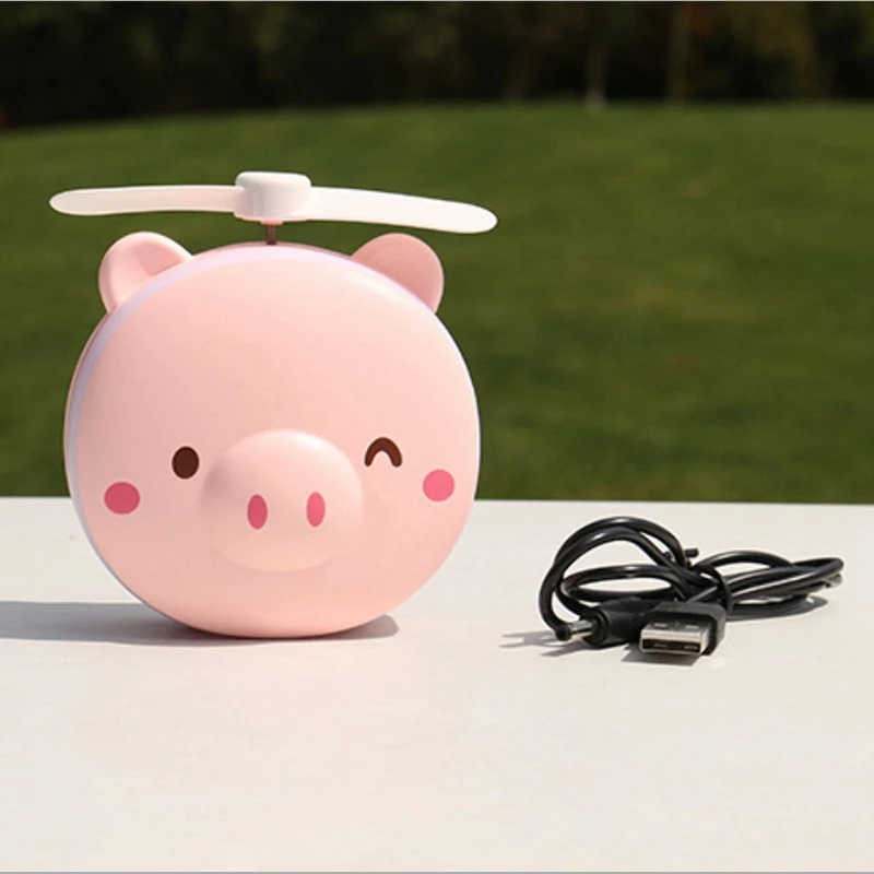 

Pig Beauty Portable Led Mirror Pocket Fan Usb Charging Mini Handheld Fan With Mirror Led Light Portable Small Fan