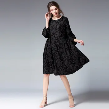 

Europe and America Pregnancy Women Casual Dresses Spring and summer Loose Lace Dress Pagoda Sleeve Large Size Maternity Clothes