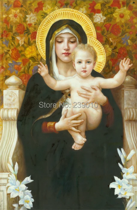 free shipping Virgin Mary with Jesus printed painting on canvas home decoration picture Christian prints canvas oil painting