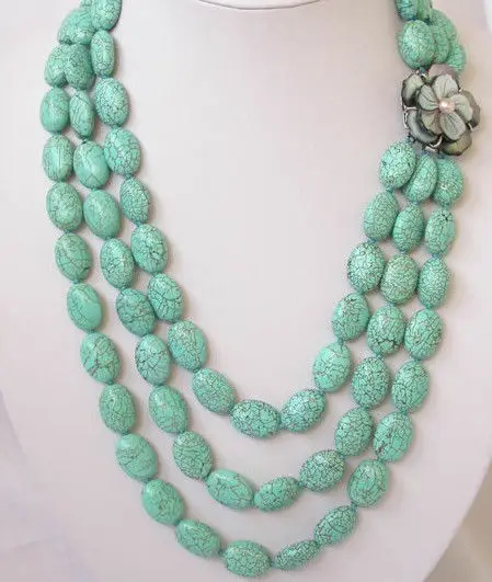 

3strands 22"-23"-24" 13X18mm Natural blue Turquoise Necklace AAA