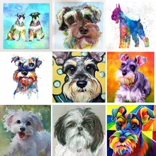 Фотографии на заказ алмазная живопись, Шнауцер головоломка полная, 5d daimond вышивка, квадратные стразы, мозаичная живопись, вышивка крестом
