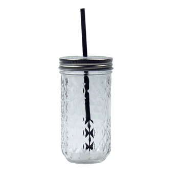

Brief Korean Diamond Transparent Glass Water Bottle Water Carafe Personalized Glass Jar with Straws Funny Shot Glass Travel Cup5