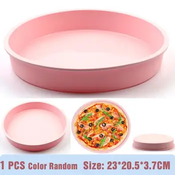 

8inch Silicone cake Round Pan Silicone Cake Mold Oven Baking Tools Chiffon Cake Pizza Pan (Colors Random)