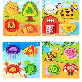 

Children Large Matching Puzzle Games Early Learning Card My First Jigsaw Puzzle Toys For Children Kids Educational Toys Gift