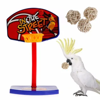 

Pet Bird Parrot Chew Toys Parakeet Basketball Hoop + 3pcs Balls Toy Birds Training Supplies C42