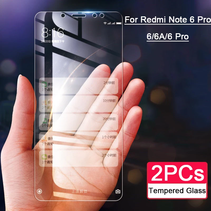 

2PCs Protective Glass On For Xiaomi Redmi Note 6 Pro Glass On For Xiaomi Redmi 6 Pro 6A Screen Protector Tempered Glass 9H 2.5D