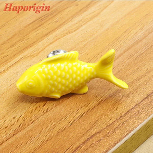 Yellow 5 xfish Керамика Кухня ящика шкафа ручки фарфоровые Творческие дети Спальня шкаф ручки Мебель Комод Шкаф Тянет - Цвет: Yellow