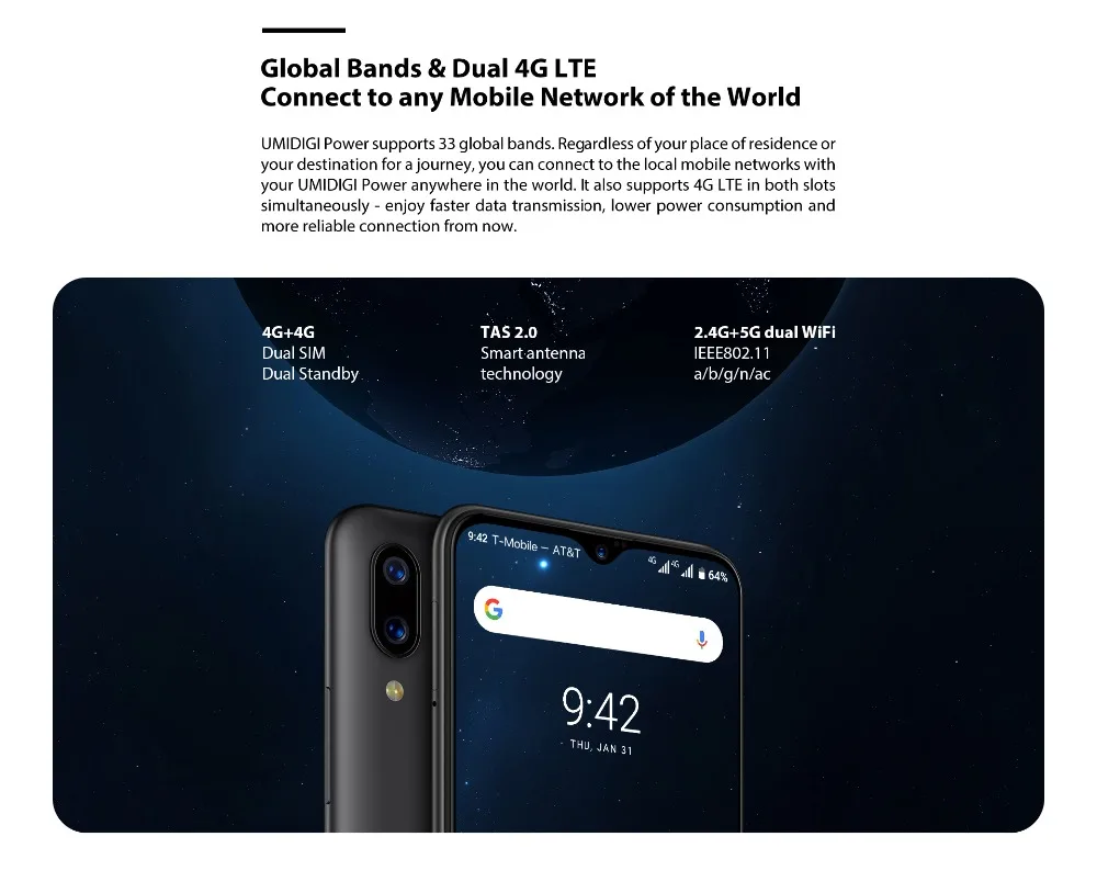 UMIDIGI power 6,3 ''экран капли воды смартфон 4 Гб 64 Гб Helio P35 Восьмиядерный Android 9,0 Dual SIM 16 МП Глобальный 4G мобильные телефоны