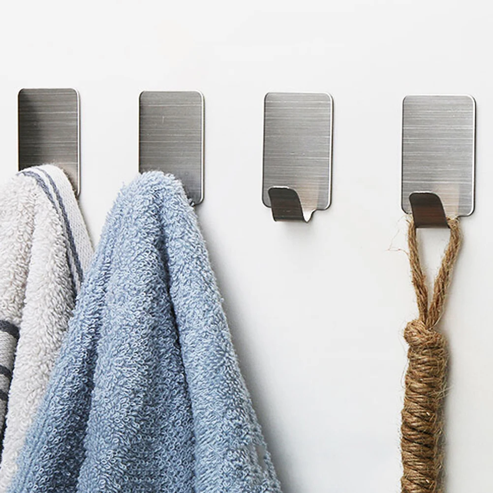 Stainless Steel Family Robe Hanging Hooks Hats Bag Key Adhesive Wall