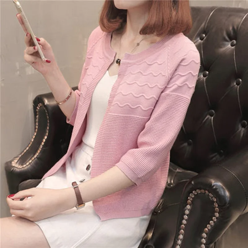 Average Code Spring Women Knitted Cardigan Sweater 2018 New Fashion Korean Female Loose Solid Color Lady NO261 |
