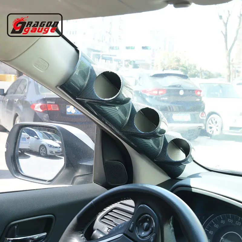 60mm Right Driving Auto Car Left A Pillar Pattern 3 Hole Gauge Holder Gauge Pods Water temp gaug Free shipping